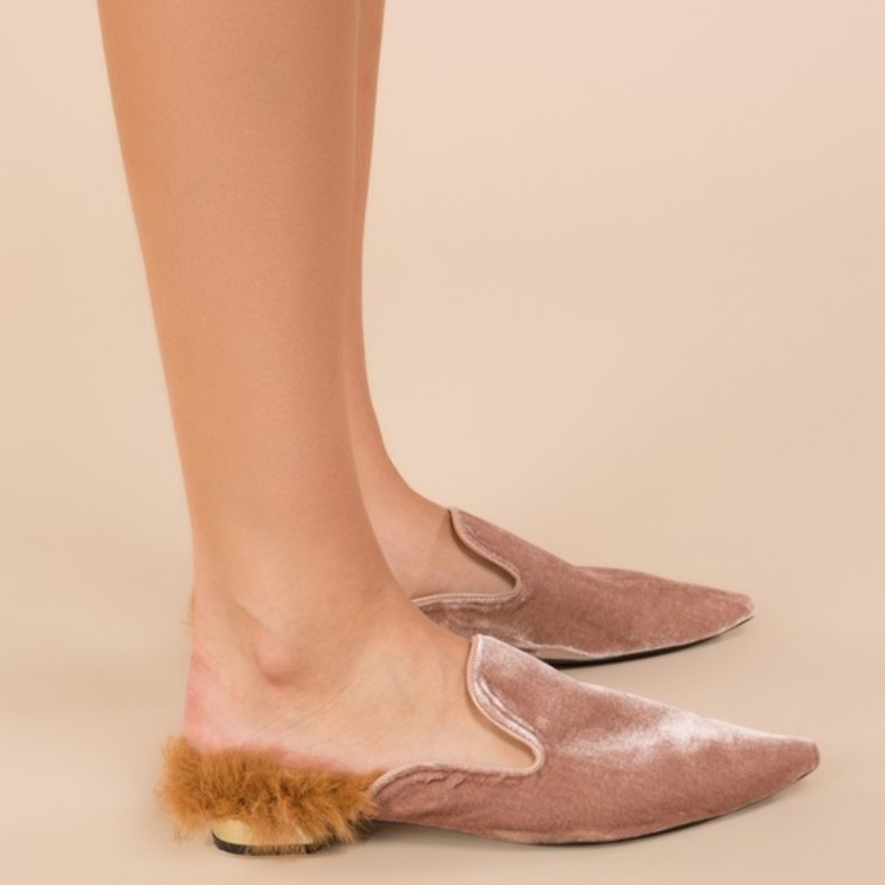 "Love Story" Velvet Fur Flats